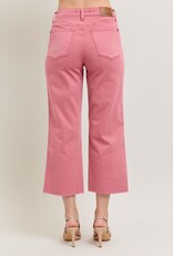 HW Garment Dyed Raw Hem Wide Leg Crop Jean