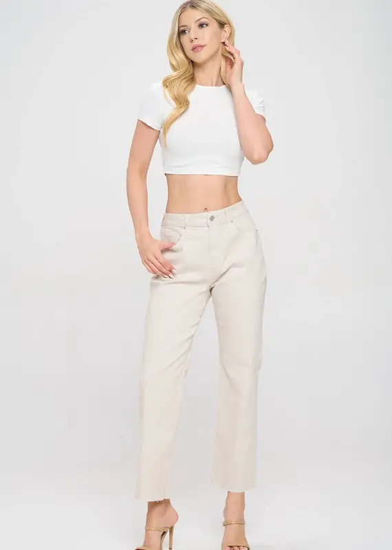 H.Rise Straight with Raw Cut Hem Jean