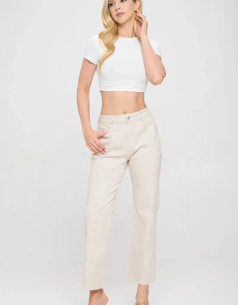 H.Rise Straight with Raw Cut Hem Jean