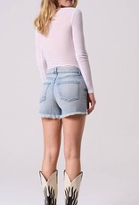 SP High Rise Denim Shorts with Fray Hem