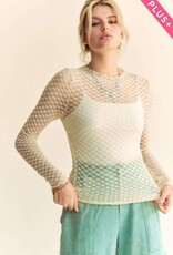 Plus Long Sleeve Dot Crispin Layering Mesh Top