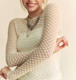 Plus Long Sleeve Dot Crispin Layering Mesh Top