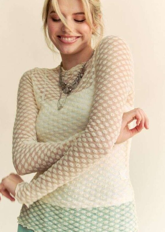 Plus Long Sleeve Dot Crispin Layering Mesh Top