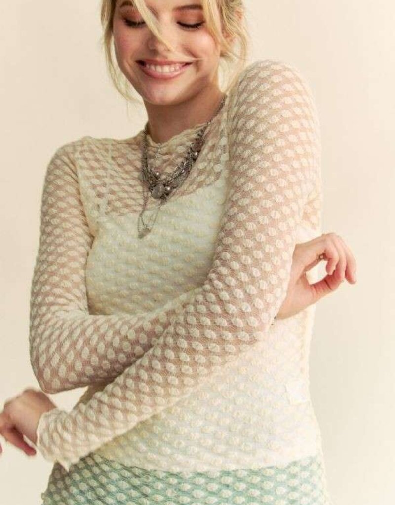 Plus Long Sleeve Dot Crispin Layering Mesh Top
