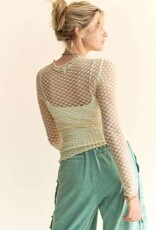 Plus Long Sleeve Dot Crispin Layering Mesh Top