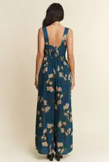 Floral Ruffle Square Neck Smocking Bodice Jumpsuit