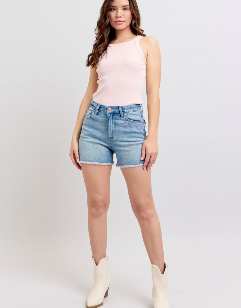 Judy Blue - HW Western Embroidery Detail Cut Off Shorts