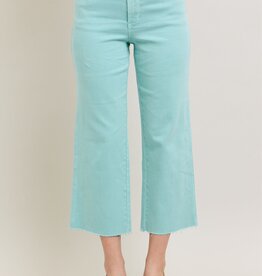 HW Garment Dyed Raw Hem Wide Leg Crop Jean