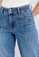 HW Star & Front Seam Detail Wide Leg Jean