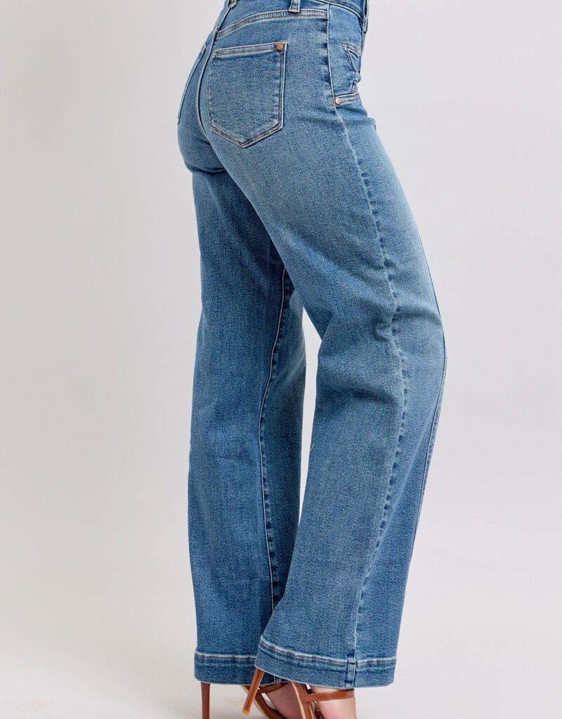 HW Star & Front Seam Detail Wide Leg Jean