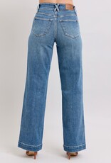 HW Star & Front Seam Detail Wide Leg Jean