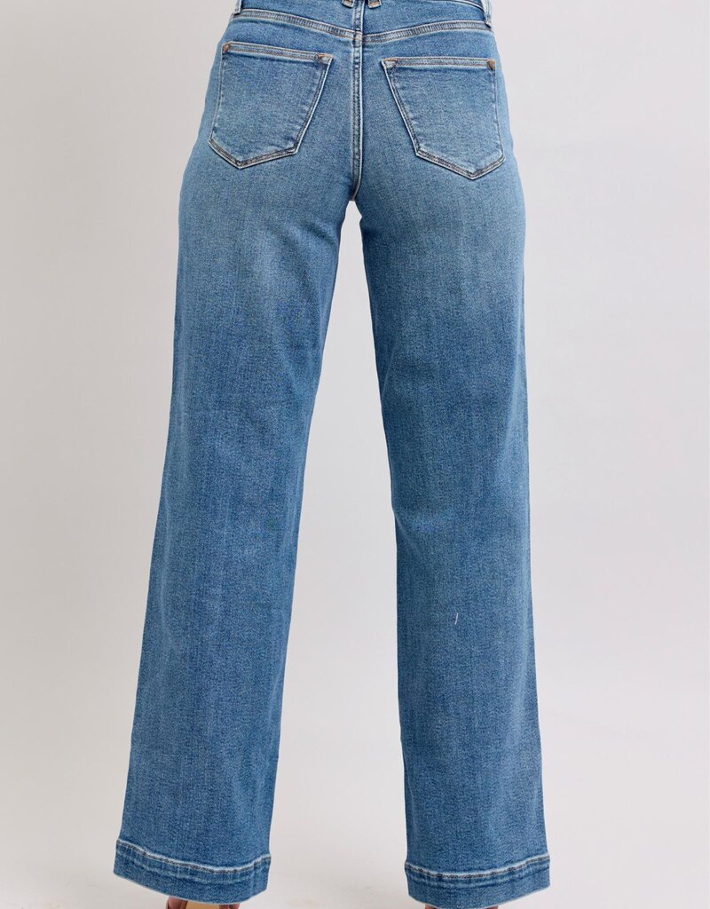 HW Star & Front Seam Detail Wide Leg Jean
