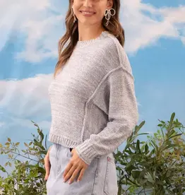 Exposed Seam Drop Shoulder Pullover Sweater