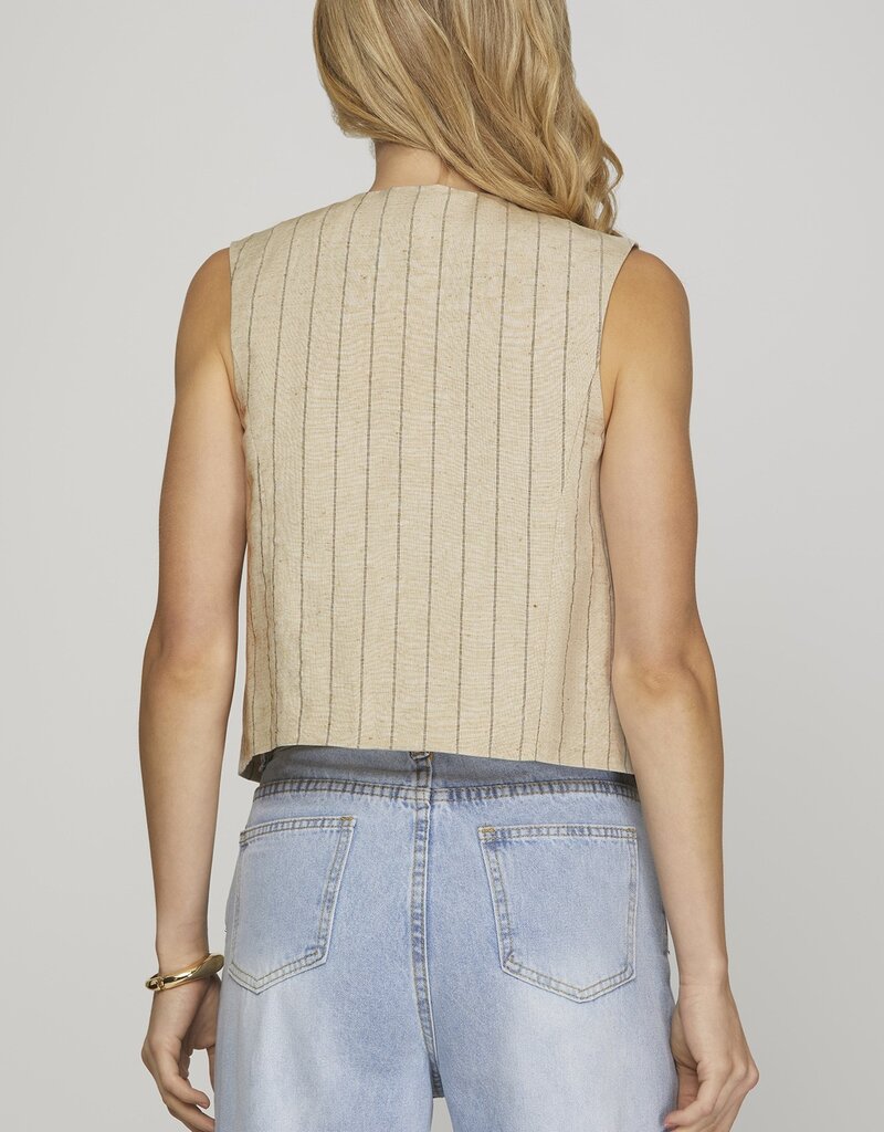 Striped Vest With Tie Front