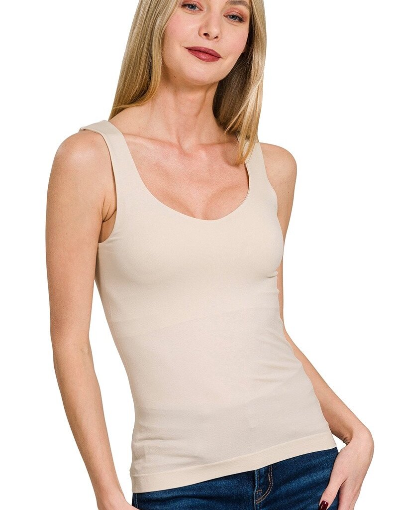 RIBBED SEAMLESS CROPPED CAMI WITH BRA PADS