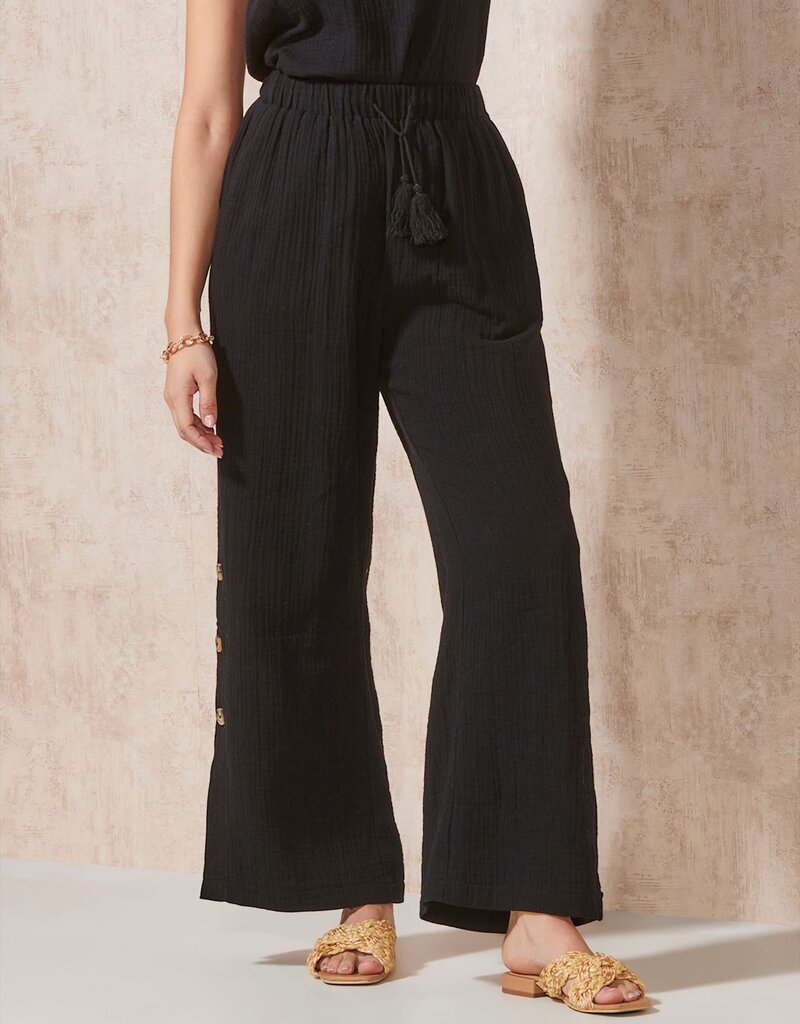 Gauze Pant With SideButton Detail