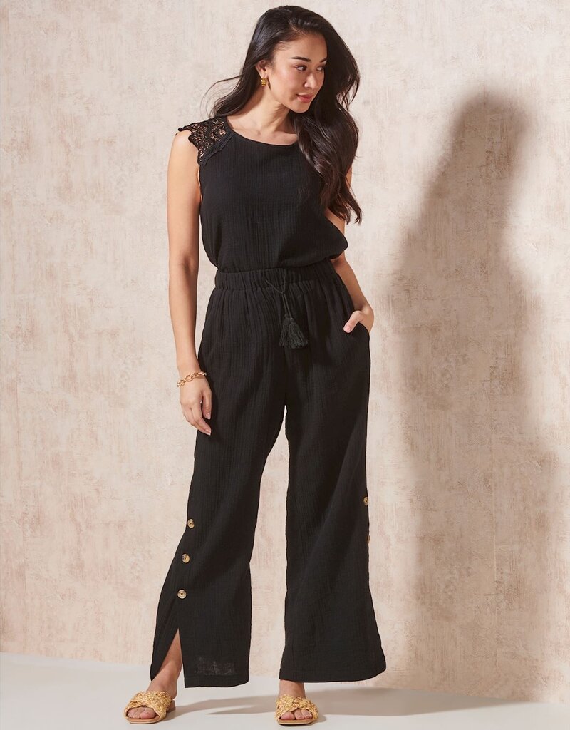 Gauze Pant With SideButton Detail