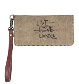 Live Love Wander Canvas Card Case Wristlet