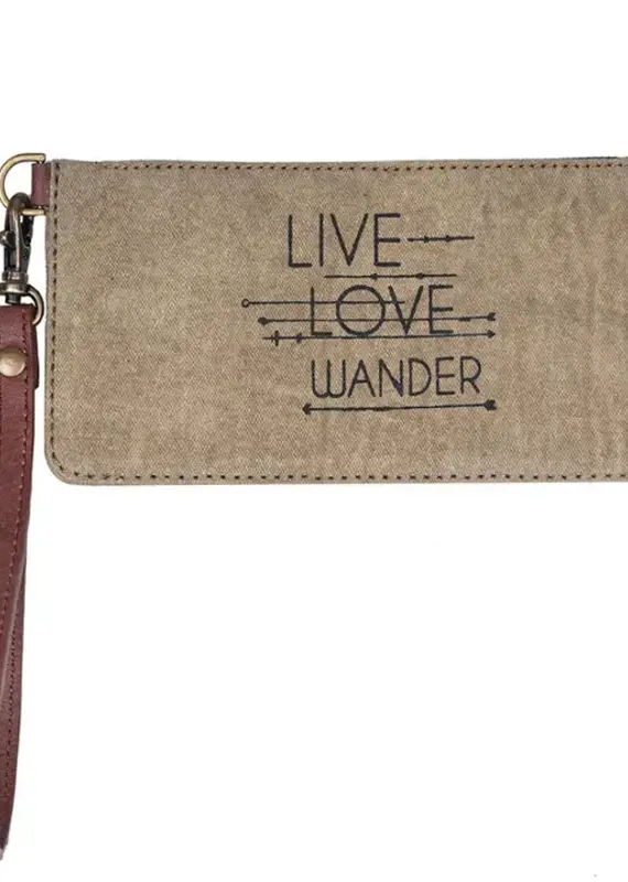 Live Love Wander Canvas Card Case Wristlet