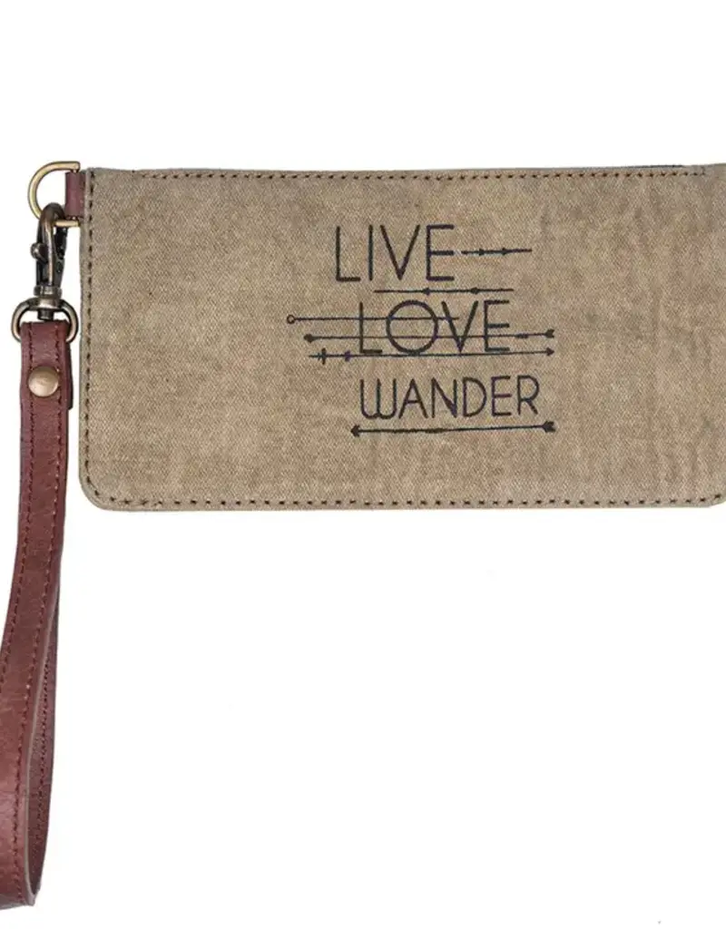 Live Love Wander Canvas Card Case Wristlet