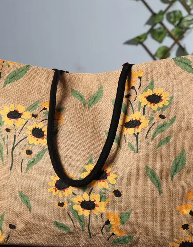 Sunny Day Burlap Tote Burlap Tote Bag