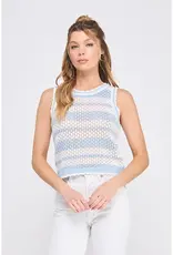 Striped Crochet Knit Tank with Scallop Edges