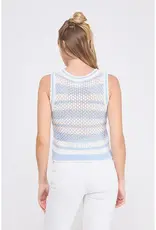 Striped Crochet Knit Tank with Scallop Edges