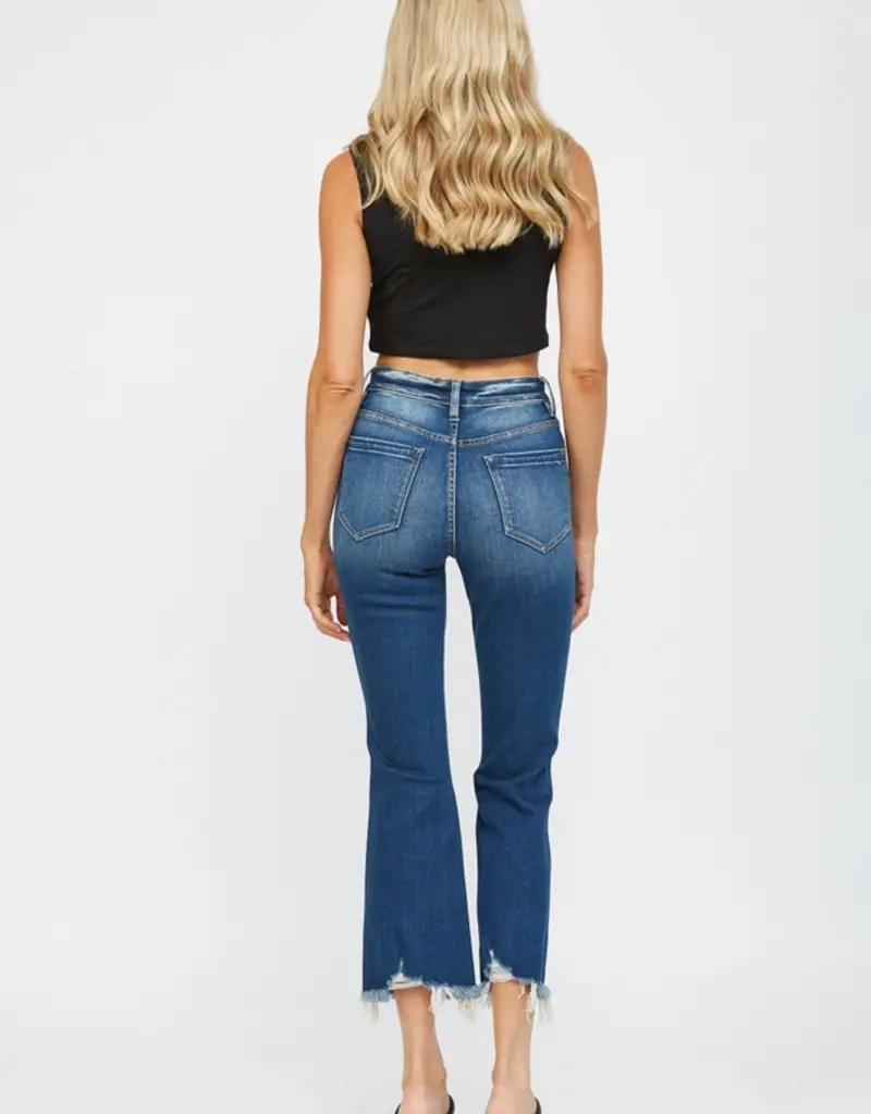 High Rise Crop Flare w/ Uneven Hem