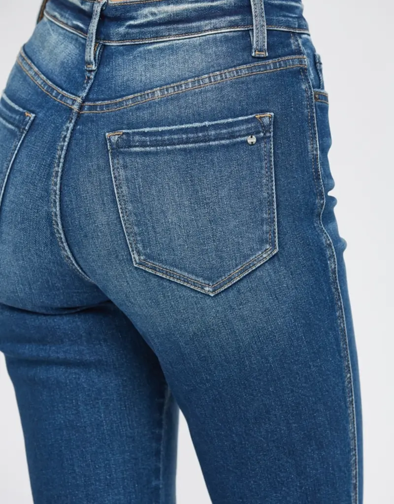 High Rise Crop Flare w/ Uneven Hem