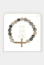 Pray On It, Pray Over It, Pray Through It Bracelet - Grey