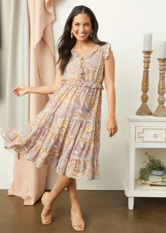 Florence Chiffon Paisley Print Dress