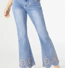 Everstretch Flare w/ Hand Bead Embroidered Scalloped Bottom
