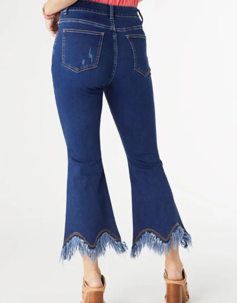 Everstretch Flare Crop with Scalloped Bottom Fringe