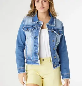 EverStretch Denim Jacket with Fringe