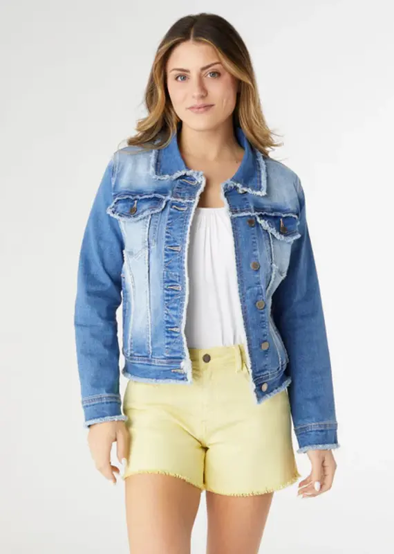 EverStretch Denim Jacket with Fringe