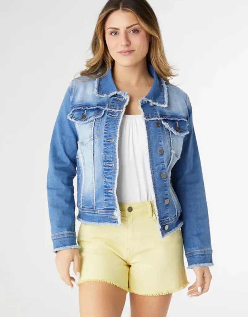 EverStretch Denim Jacket with Fringe