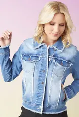 EverStretch Denim Jacket with Fringe