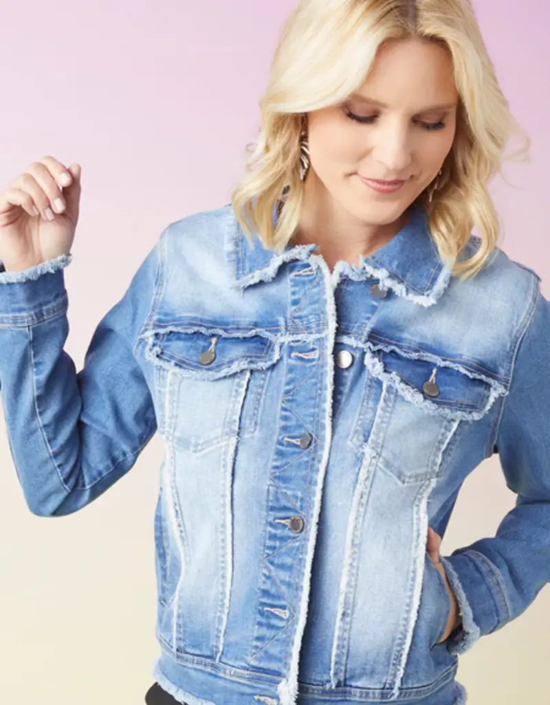 EverStretch Denim Jacket with Fringe