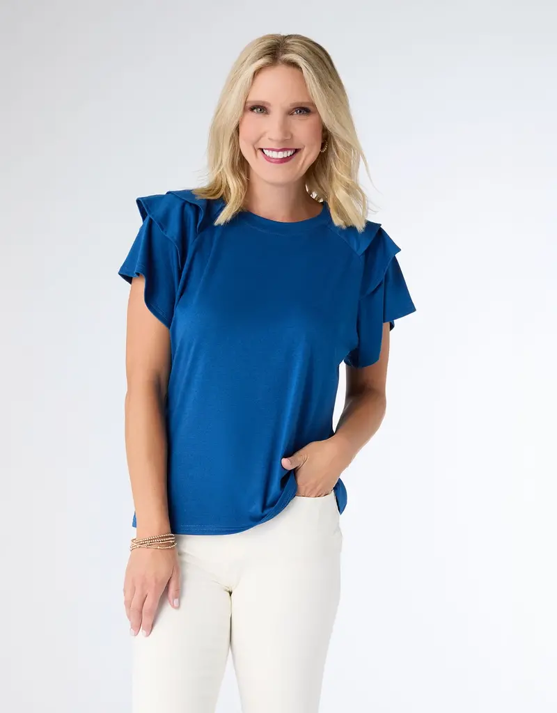 Mandy Top With Cap Sleeve Ruffle Detail