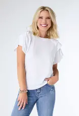 Mandy Top With Cap Sleeve Ruffle Detail