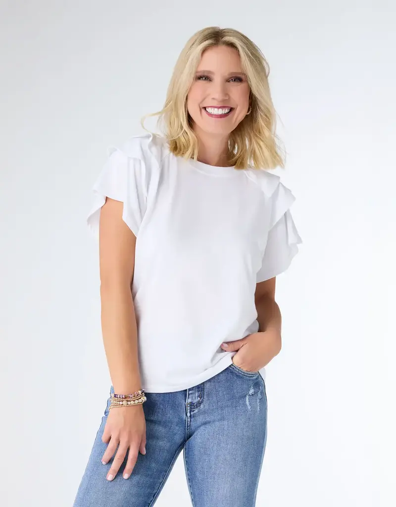 Mandy Top With Cap Sleeve Ruffle Detail
