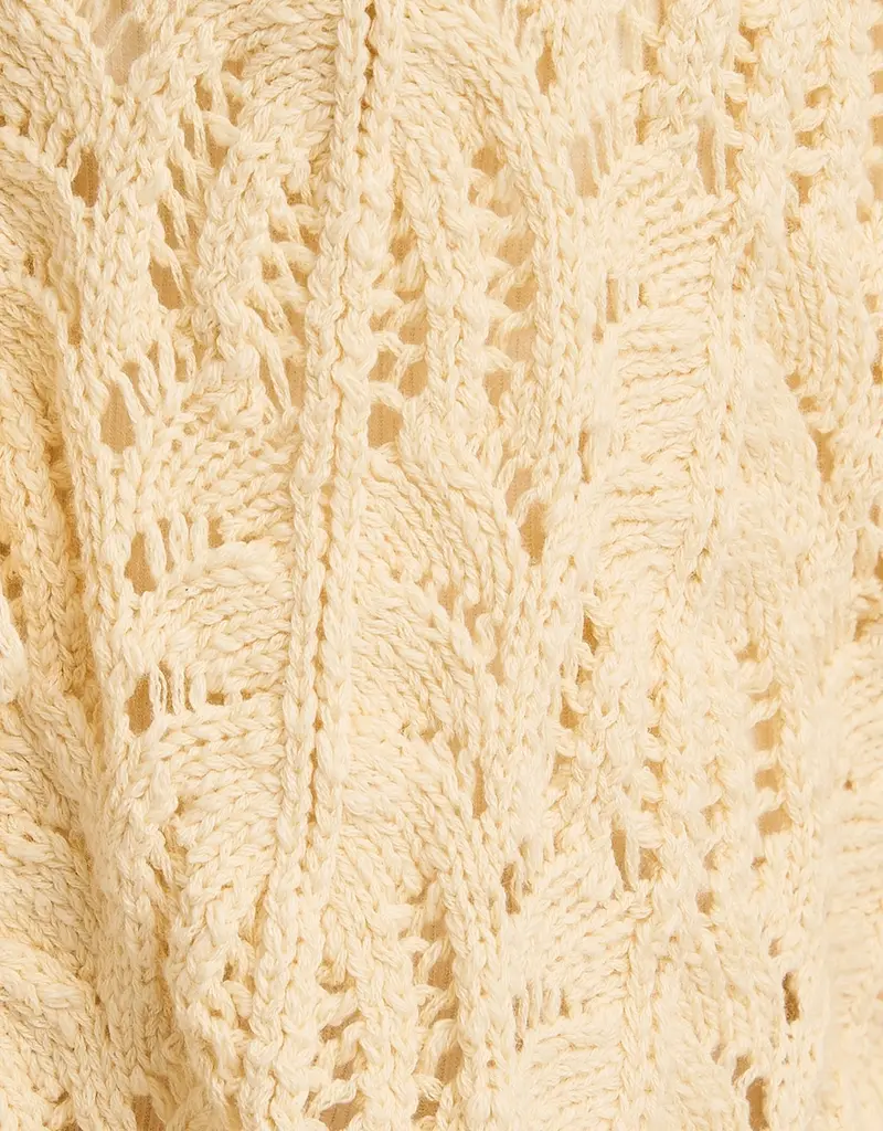 Open Knit Cardigan With Front Tie Bell Sleeve