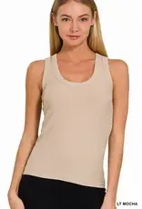 Ribbed Scoop Neck Tank Top