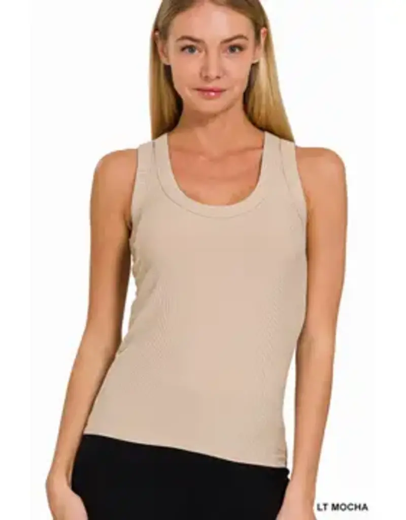 Ribbed Scoop Neck Tank Top