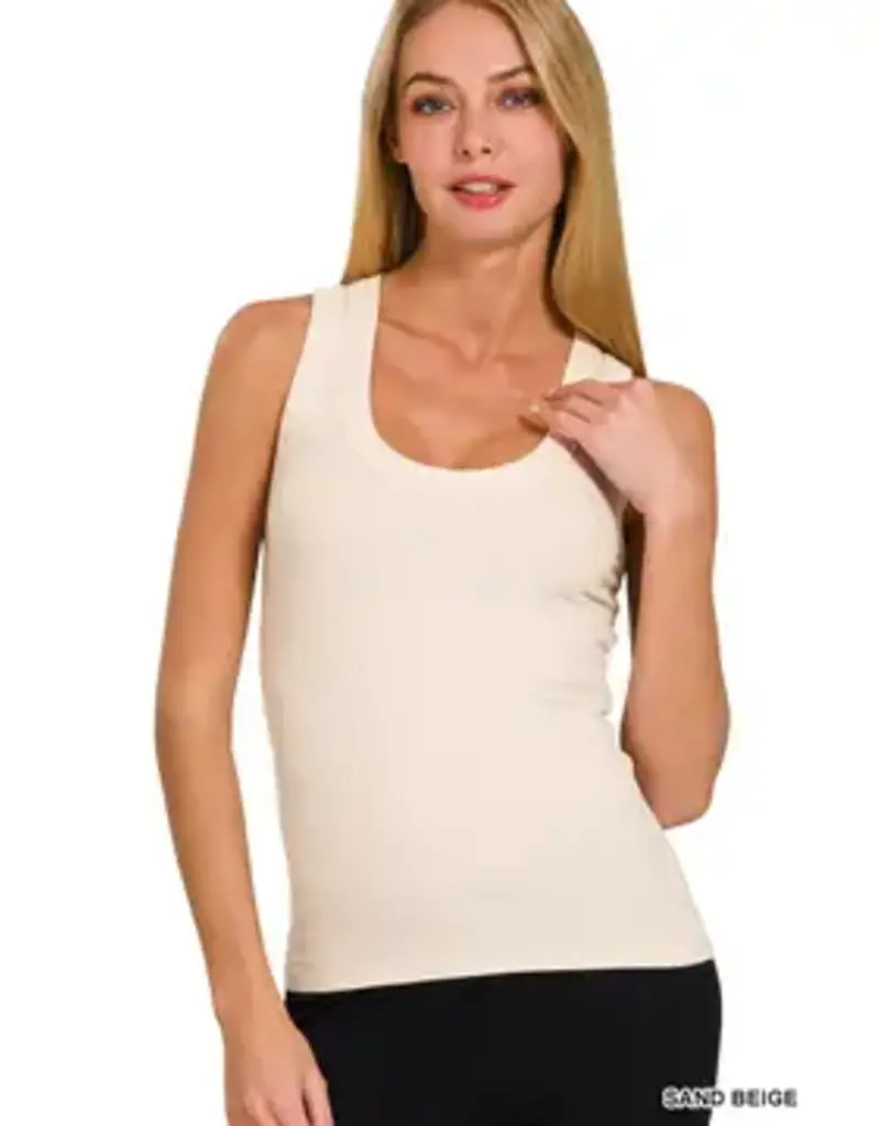 Ribbed Scoop Neck Tank Top