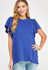 Rib Knit Flutter Sleeve Top