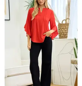 Ruffleed Open Sleeve Top