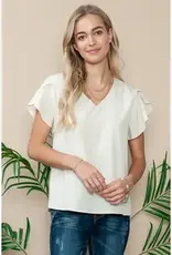 V-Neck Top with Tulip Sleeves