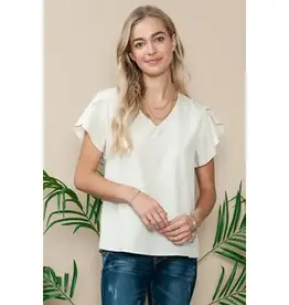 V-Neck Top with Tulip Sleeves