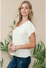 V-Neck Top with Tulip Sleeves